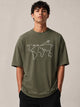 Zellee Men's Oversized T-Shirt with Embroidered World Map