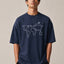 Zellee Men's Oversized T-Shirt with Embroidered World Map