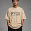 Zellee The Creation of Adam Embroidered Oversized T-Shirt - Blue
