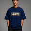 Zellee The Creation of Adam Embroidered Oversized T-Shirt - Blue