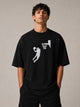 Zellee Men's Oversized White Tee with Embroidered Basketball
