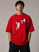 Zellee Men's Oversized White Tee with Embroidered Basketball