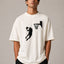 Zellee Men's Oversized White Tee with Embroidered Basketball