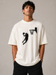 Zellee Men's Oversized White Tee with Embroidered Basketball