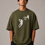 Zellee Men's Oversized White Tee with Embroidered Basketball