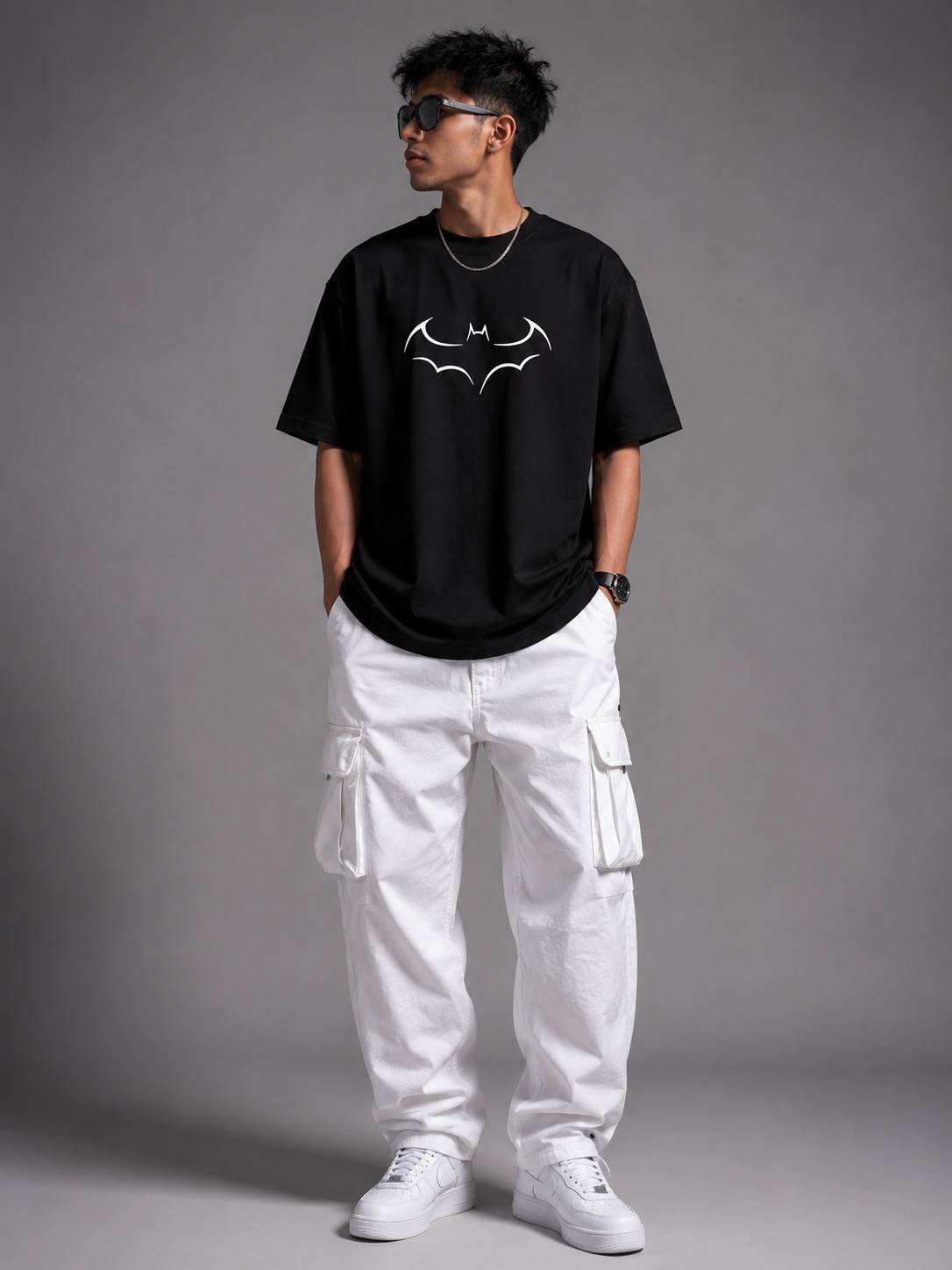 Zellee "Dark Knight" Edition Embroidered Oversized T-Shirt
