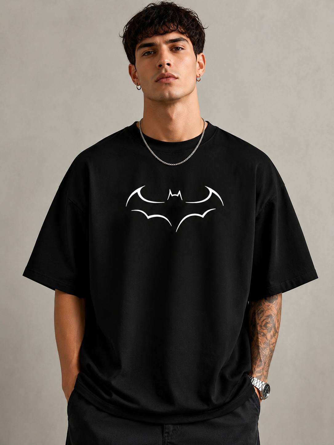 Zellee "Dark Knight" Edition Embroidered Oversized T-Shirt
