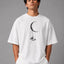 Zellee Minimalist Line-Art Moon Embroidered Relaxed T-Shirt
