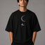 Zellee Minimalist Line-Art Moon Embroidered Relaxed T-Shirt