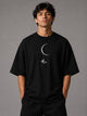 Zellee Minimalist Line-Art Moon Embroidered Relaxed T-Shirt