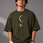Zellee Minimalist Line-Art Moon Embroidered Relaxed T-Shirt
