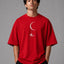 Zellee Minimalist Line-Art Moon Embroidered Relaxed T-Shirt