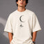 Zellee Minimalist Line-Art Moon Embroidered Relaxed T-Shirt