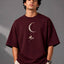 Zellee Minimalist Line-Art Moon Embroidered Relaxed T-Shirt