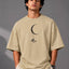 Zellee Minimalist Line-Art Moon Embroidered Relaxed T-Shirt