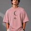 Zellee Minimalist Line-Art Moon Embroidered Relaxed T-Shirt