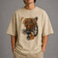 Zellee "Stitch-Art Tiger" Heavyweight Oversized Relaxed Fit T-Shirt