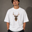 Zellee "Majestic Stag" High-Density Embroidered Oversized Relaxed Fit T-Shirt