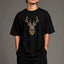 Zellee "Majestic Stag" High-Density Embroidered Oversized Relaxed Fit T-Shirt
