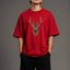 Zellee "Majestic Stag" High-Density Embroidered Oversized Relaxed Fit T-Shirt