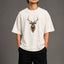Zellee "Majestic Stag" High-Density Embroidered Oversized Relaxed Fit T-Shirt