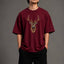 Zellee "Majestic Stag" High-Density Embroidered Oversized Relaxed Fit T-Shirt