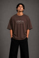 Zellee "Never Give Up" Sanskrit Embroidered Oversized Relaxed Fit T-Shirt