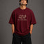 Zellee "Prarambh" High-Density Script Embroidered Oversized Relaxed Fit T-Shirt