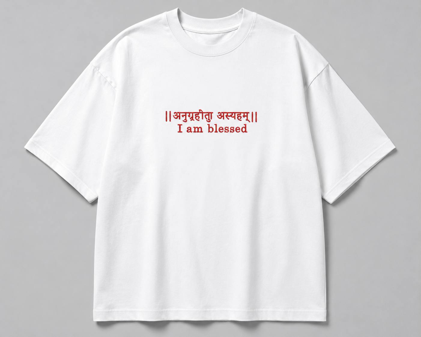 Zellee "Anugrah" High-Density Script Embroidered Oversized Relaxed Fit T-Shirt