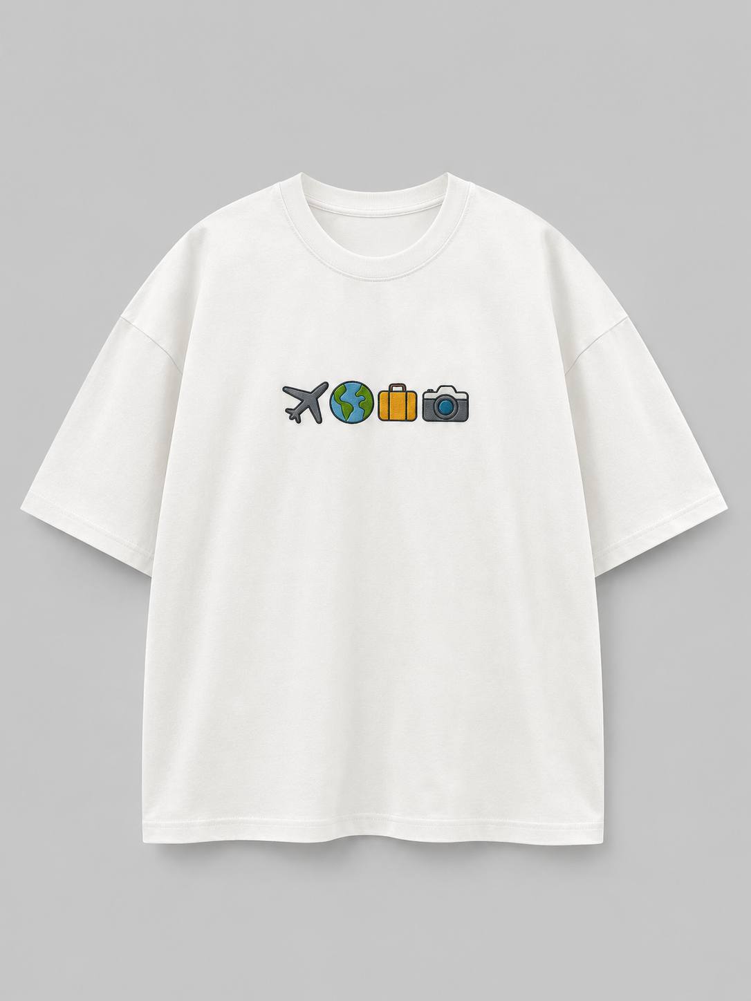 Zellee "The Four Corners" High-Density Embroidered Oversized Relaxed Fit T-Shirt