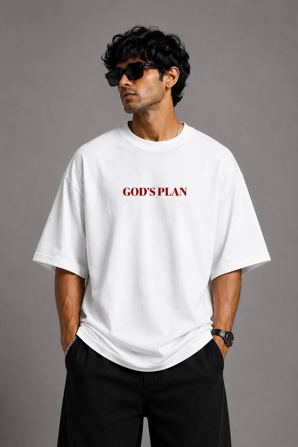 Zellee Minimalist "God's Plan" Embroidered Oversized T-Shirt