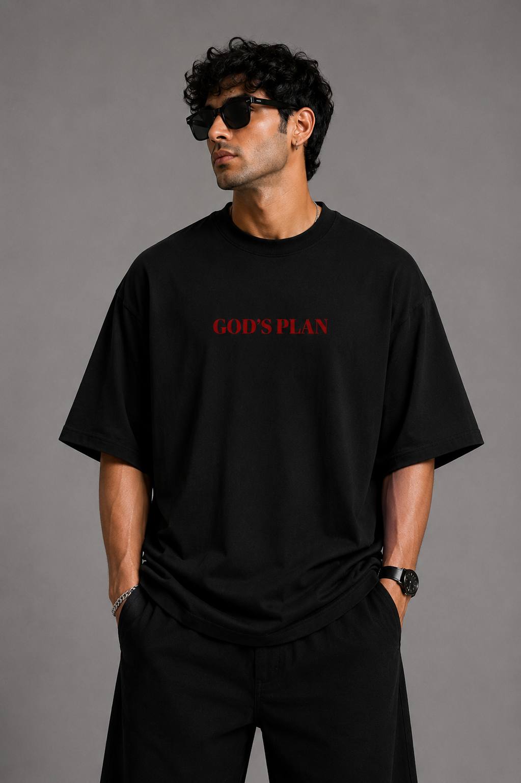 Zellee Minimalist "God's Plan" Embroidered Oversized T-Shirt