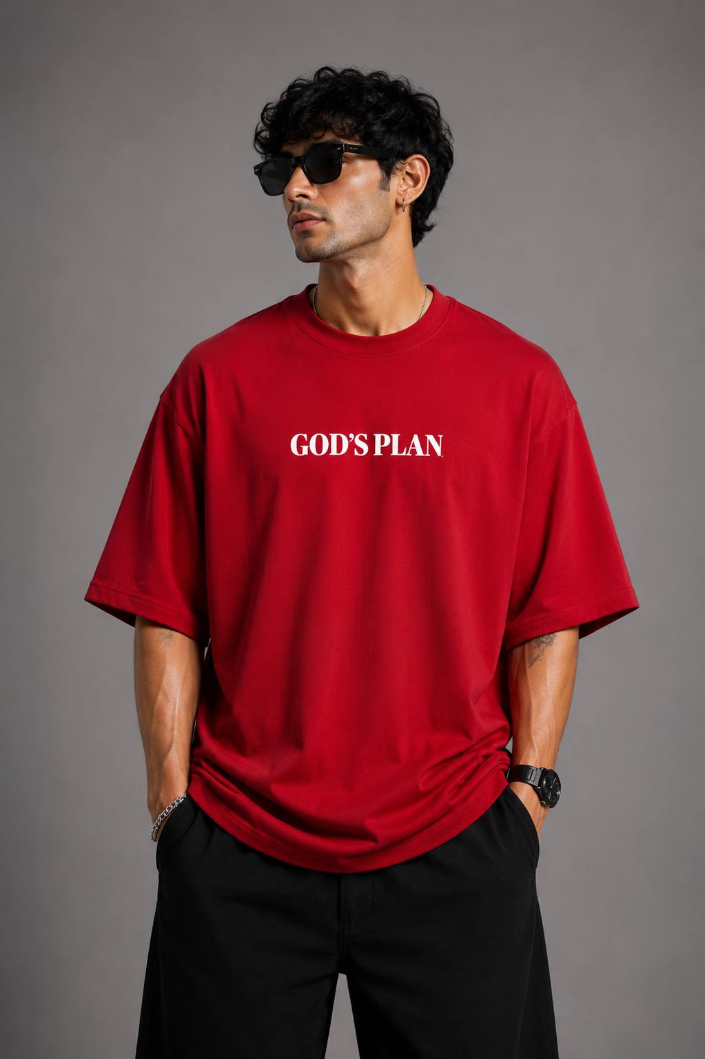 Zellee Minimalist "God's Plan" Embroidered Oversized T-Shirt