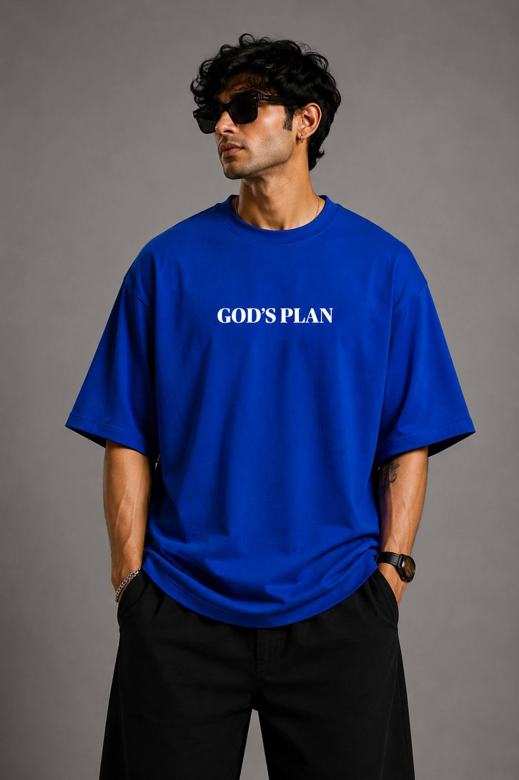 Zellee Minimalist "God's Plan" Embroidered Oversized T-Shirt