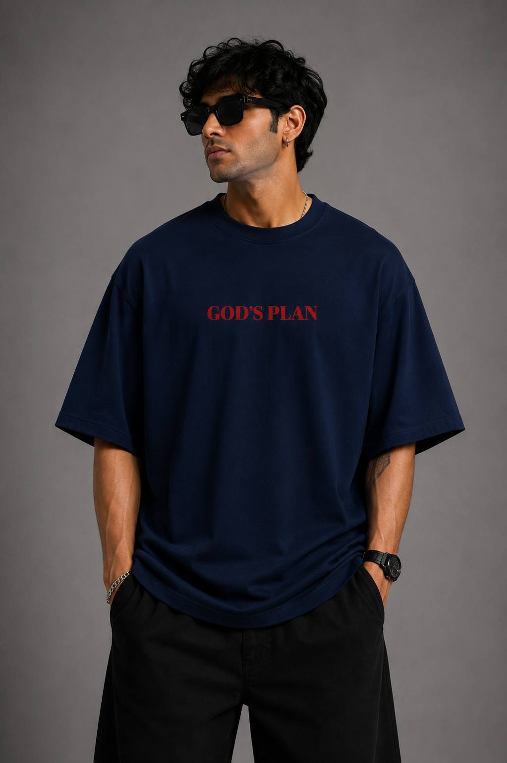 Zellee Minimalist "God's Plan" Embroidered Oversized T-Shirt