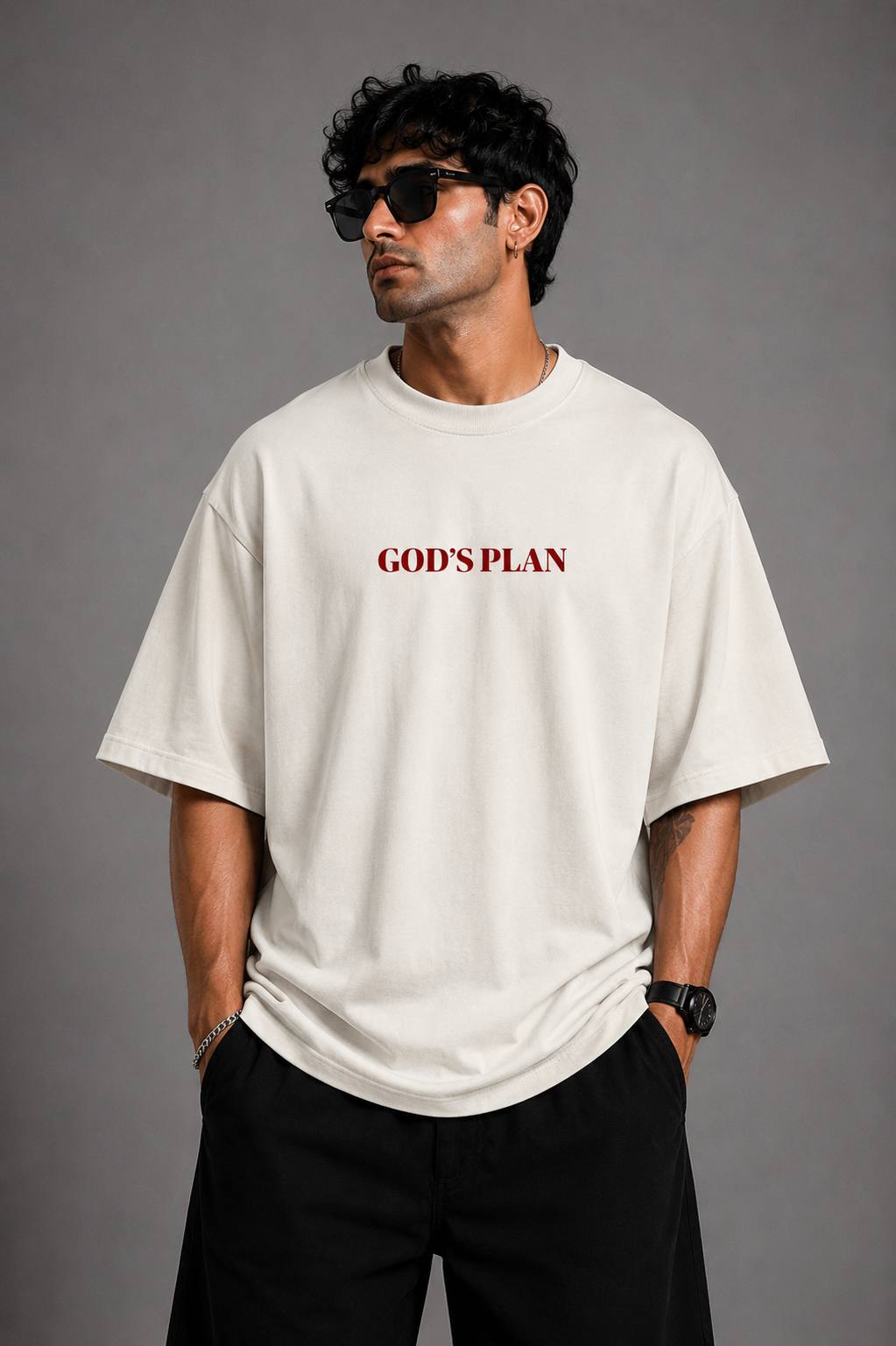 Zellee Minimalist "God's Plan" Embroidered Oversized T-Shirt