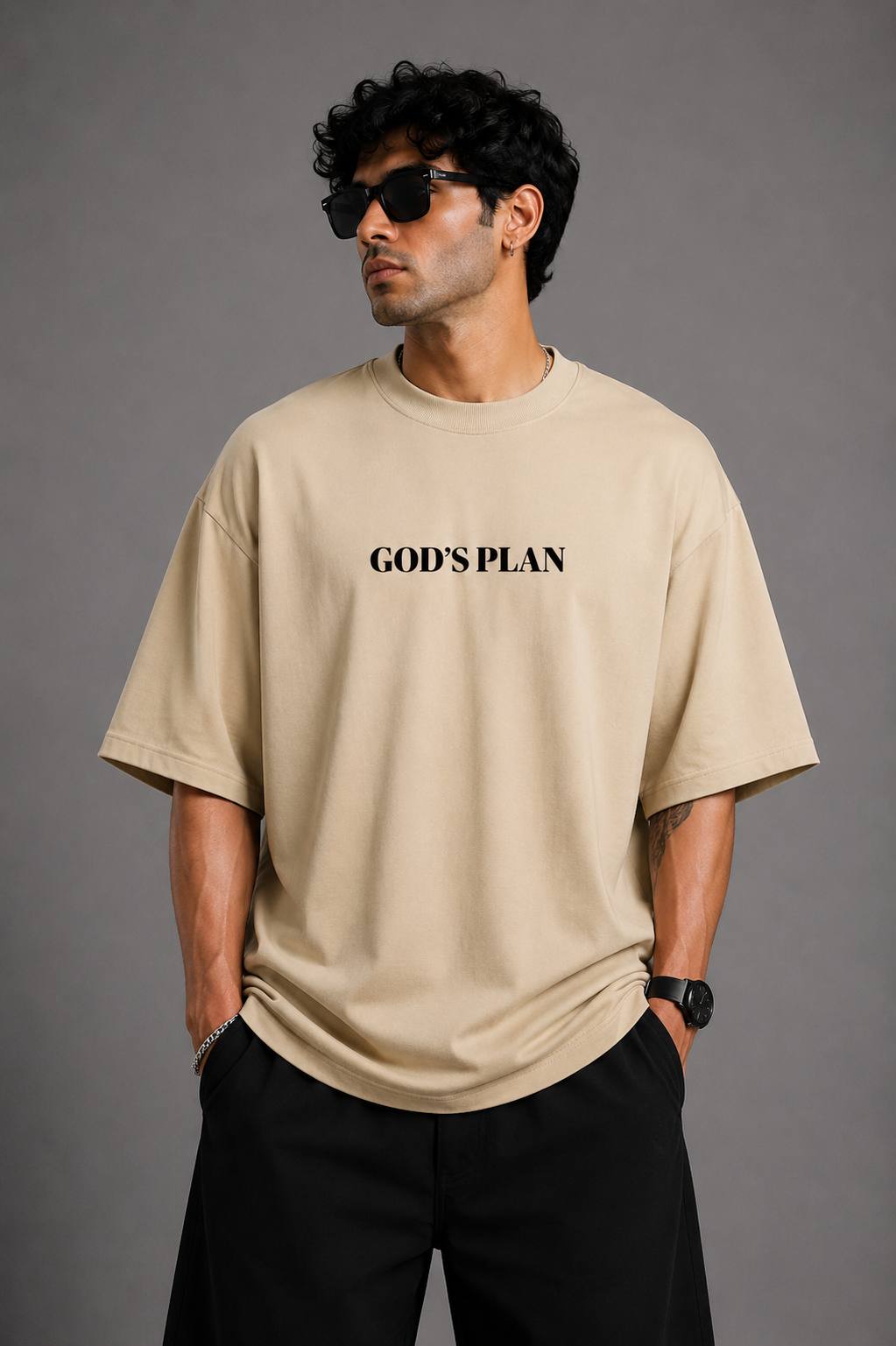 Zellee Minimalist "God's Plan" Embroidered Oversized T-Shirt