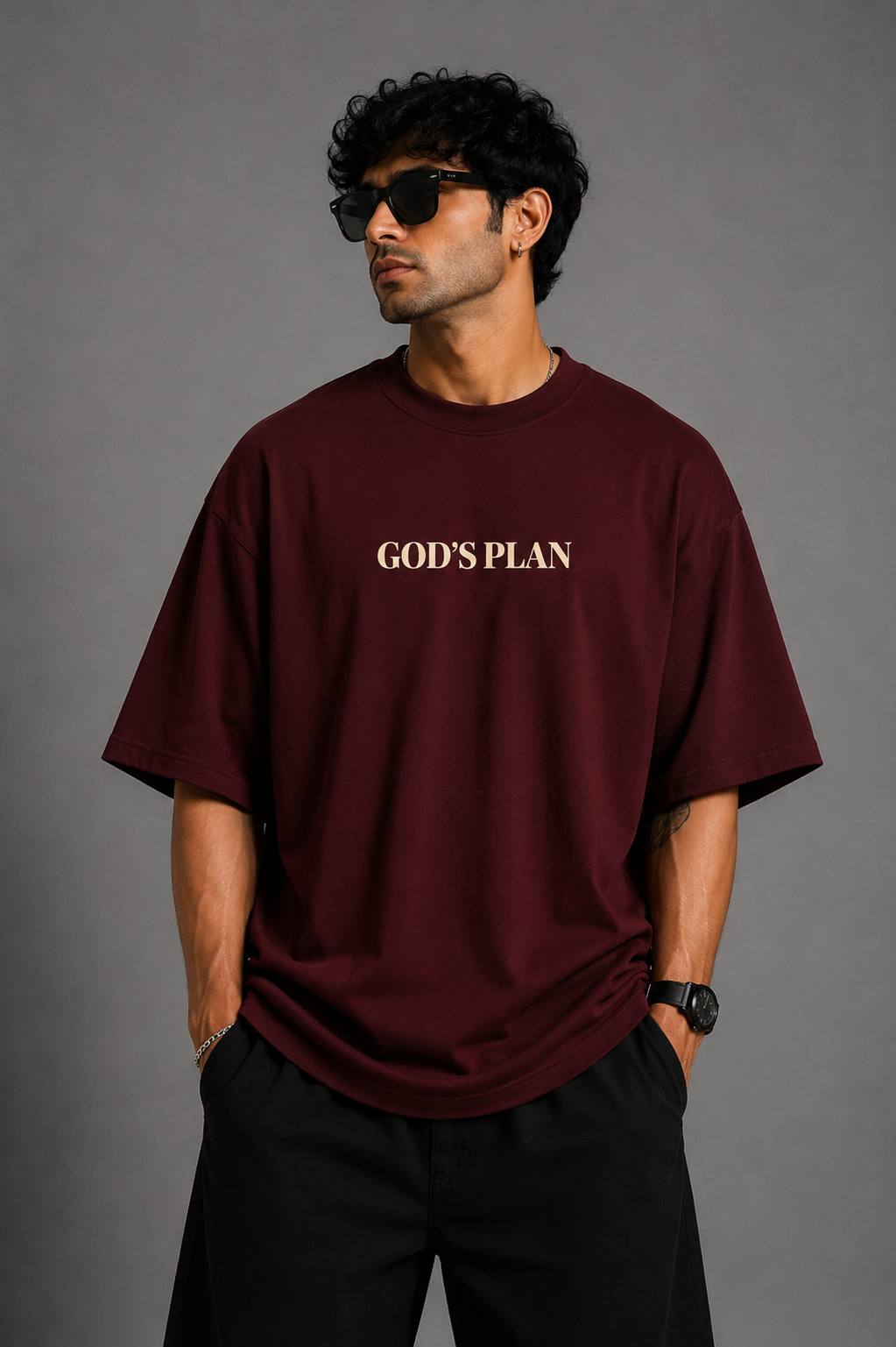 Zellee Minimalist "God's Plan" Embroidered Oversized T-Shirt