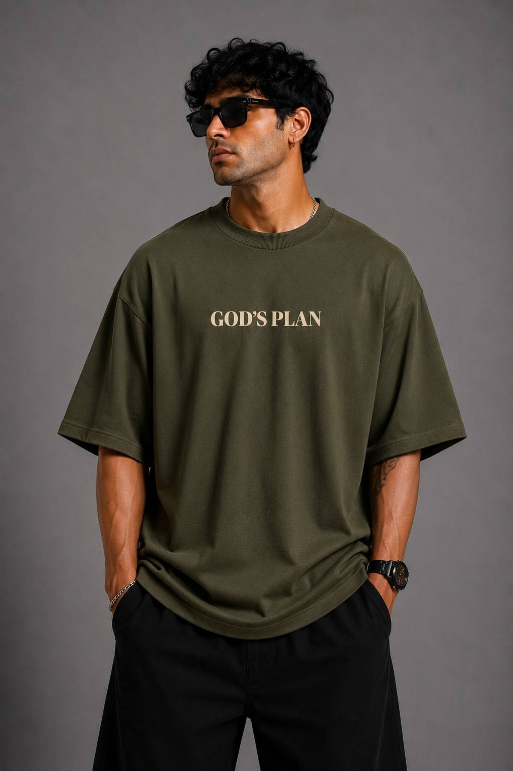 Zellee Minimalist "God's Plan" Embroidered Oversized T-Shirt