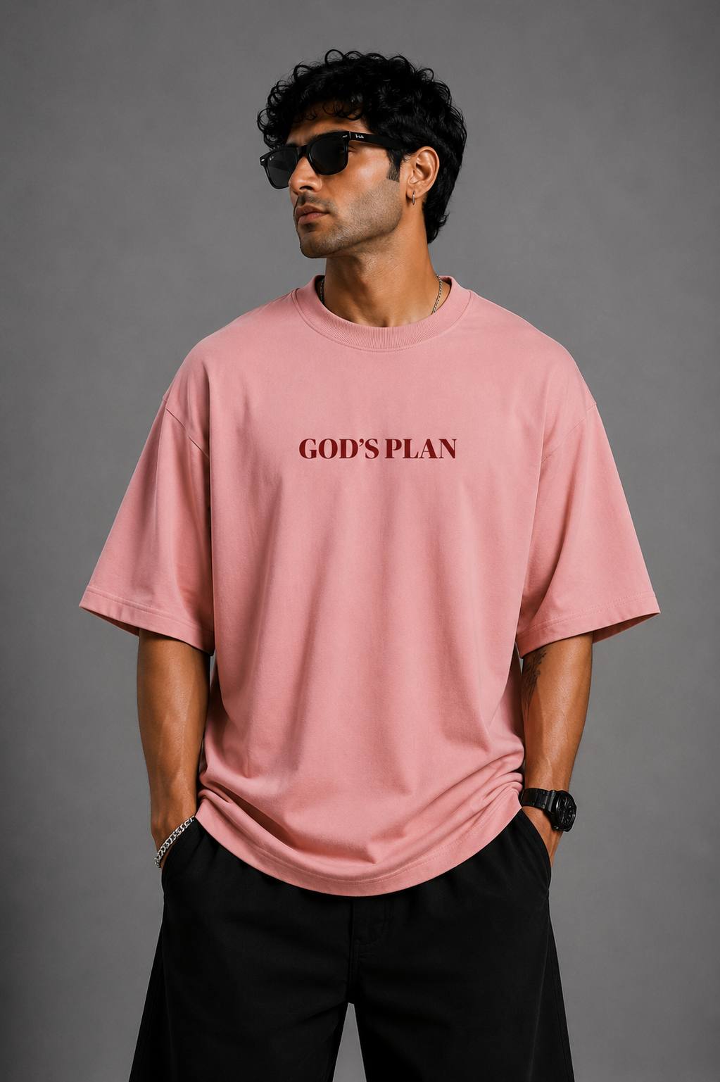 Zellee Minimalist "God's Plan" Embroidered Oversized T-Shirt