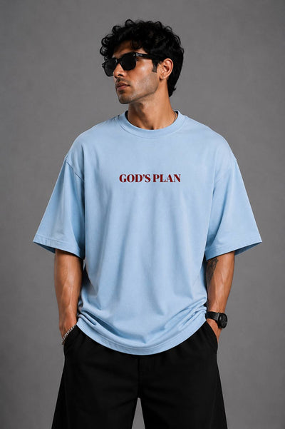 Zellee Minimalist "God's Plan" Embroidered Oversized T-Shirt
