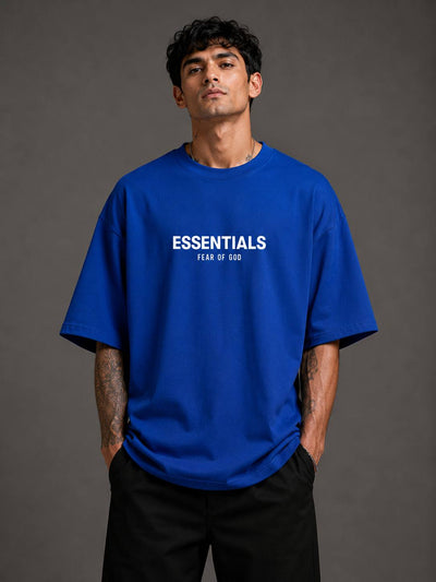 Zellee Men's "ESSENTIALS" Split-Level Embroidery Relaxed Fit T-Shirt