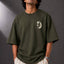 Zellee Minimalist "Equestrian Crest" Chest Embroidered Boxy Oversized Relaxed Fit T-Shirt