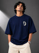 Zellee Minimalist "Equestrian Crest" Chest Embroidered Boxy Oversized Relaxed Fit T-Shirt