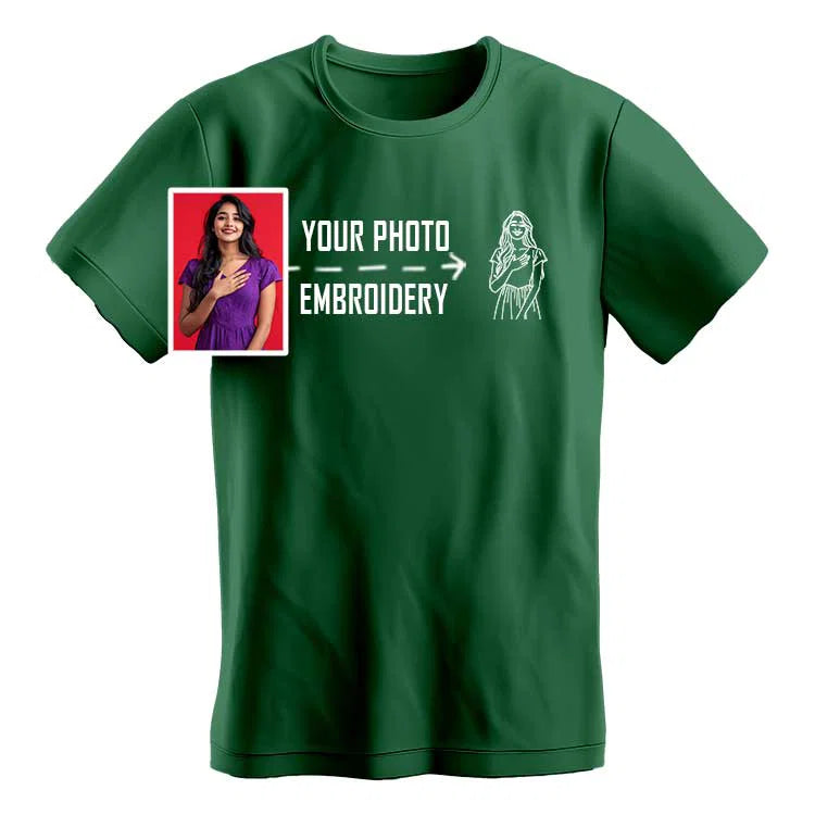 Your Photo to Embroidery T-Shirt | Personalized Line Art Portrait Tee India