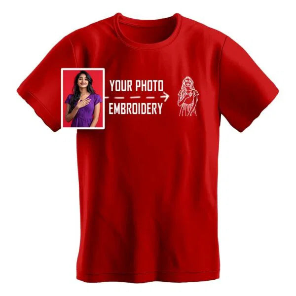 Your Photo to Embroidery T-Shirt | Personalized Line Art Portrait Tee India